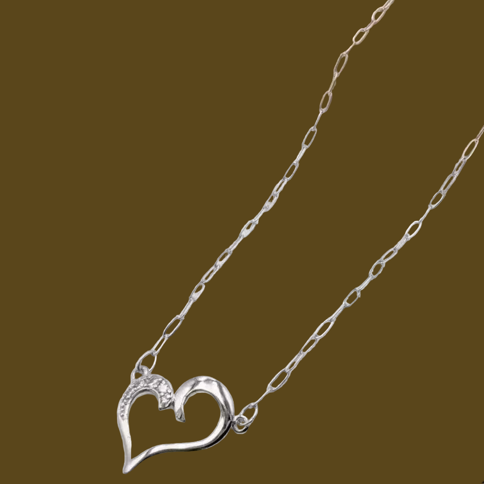 Silver love necklace with stone embellished design