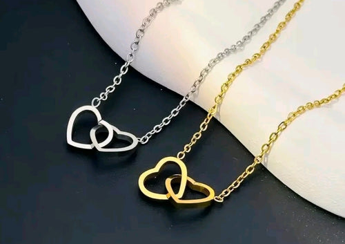 Double heart bond necklace